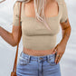 Lace-Up Square Neck Crop Top