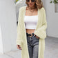Herringbone Pattern Open Front Longline Fuzzy Cardigan