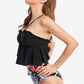 Botanical Print Ruffled Halter Neck Two-Piece Swimsuit