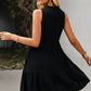 Tie Neck Tiered Dress with Decorative Buttons