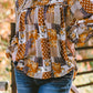 Plus Size Patchwork Balloon Sleeve Blouse
