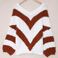 Chevron Cable-Knit V-Neck Tunic Sweater