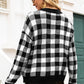 Plaid V-Neck Dropped Shoulder Cardigan