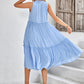 Tie Neck Frill Trim Sleeveless Dress