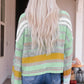 Striped Exposed Seam Bell Sleeve Sweater