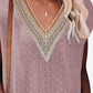 Eyelet Contrast V-Neck Tee