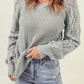 Openwork Round Neck Raglan Sleeve Sweater