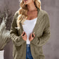 Dropped Shoulder Cable-Knit Open Front Cardigan