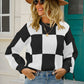 Checkered Dropped Shoulder Knit Pullover