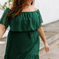 Plus Size Swiss Dot Off-Shoulder Tiered Dress