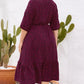 Plus Size Printed Surplice Ruffle Hem Dress