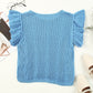 Flutter Sleeve Pompom Detail Knit Top