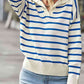 Striped Collared Neck Knit Top