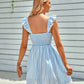 Striped Smocked Ruffle-Shoulder Sleeveless Dress