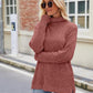 Ribbed Turtleneck Long Sleeve Slit Knit Top