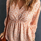 Ditsy Floral Flounce Sleeve Peplum Blouse