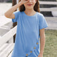 Girls Buttoned Tulip Hem T-Shirt