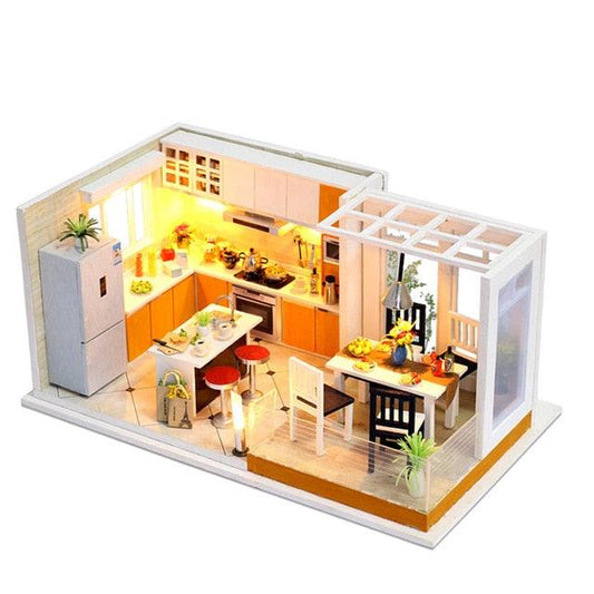 Amazing Wooden Miniatures Doll Houses Furniture Kit With Led Baby Kid Assemble Toys 4x21x3