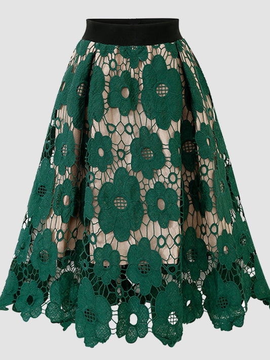 Floral Lace A-Line Skirt (TB7) T - Deals DejaVu