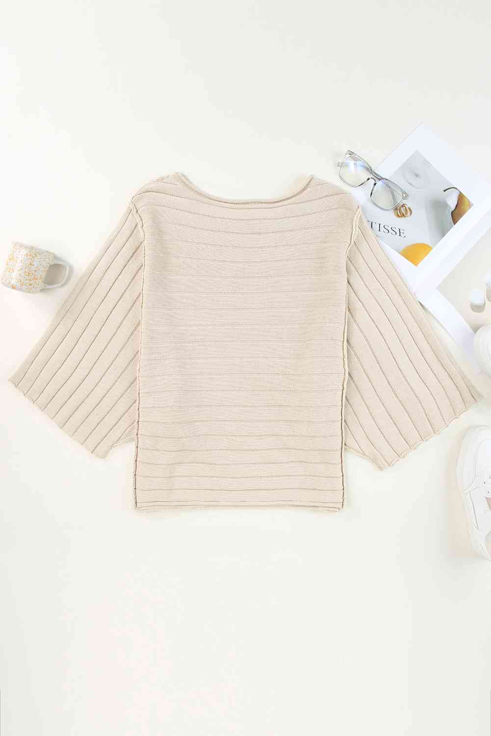 Round Neck Exposed Seams Pullover Top - Deals DejaVu