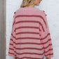 Round Neck Dropped Shoulder Striped Sweater - Deals DejaVu