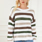 Striped Openwork Dropped Shoulder Sweater