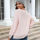 Round Neck Ribbed Trim Sweater - Deals DejaVu