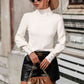 Mock Neck Ribbed Lantern Sleeve Pullover Sweater - Deals DejaVu