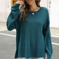 Round Neck Dropped Shoulder Slit Sweater - Deals DejaVu