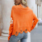 Flower Distressed Long Sleeve Sweater - Deals DejaVu