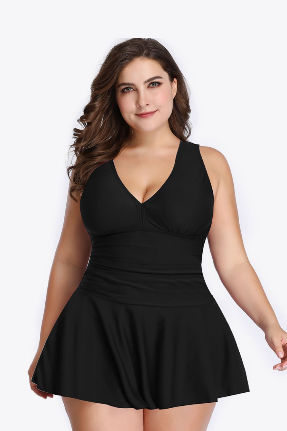 Plus Size Plunge Swim Dress (TB10D) T - Deals DejaVu