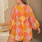 Plus Size Floral Tie Neck Balloon Sleeve Romper