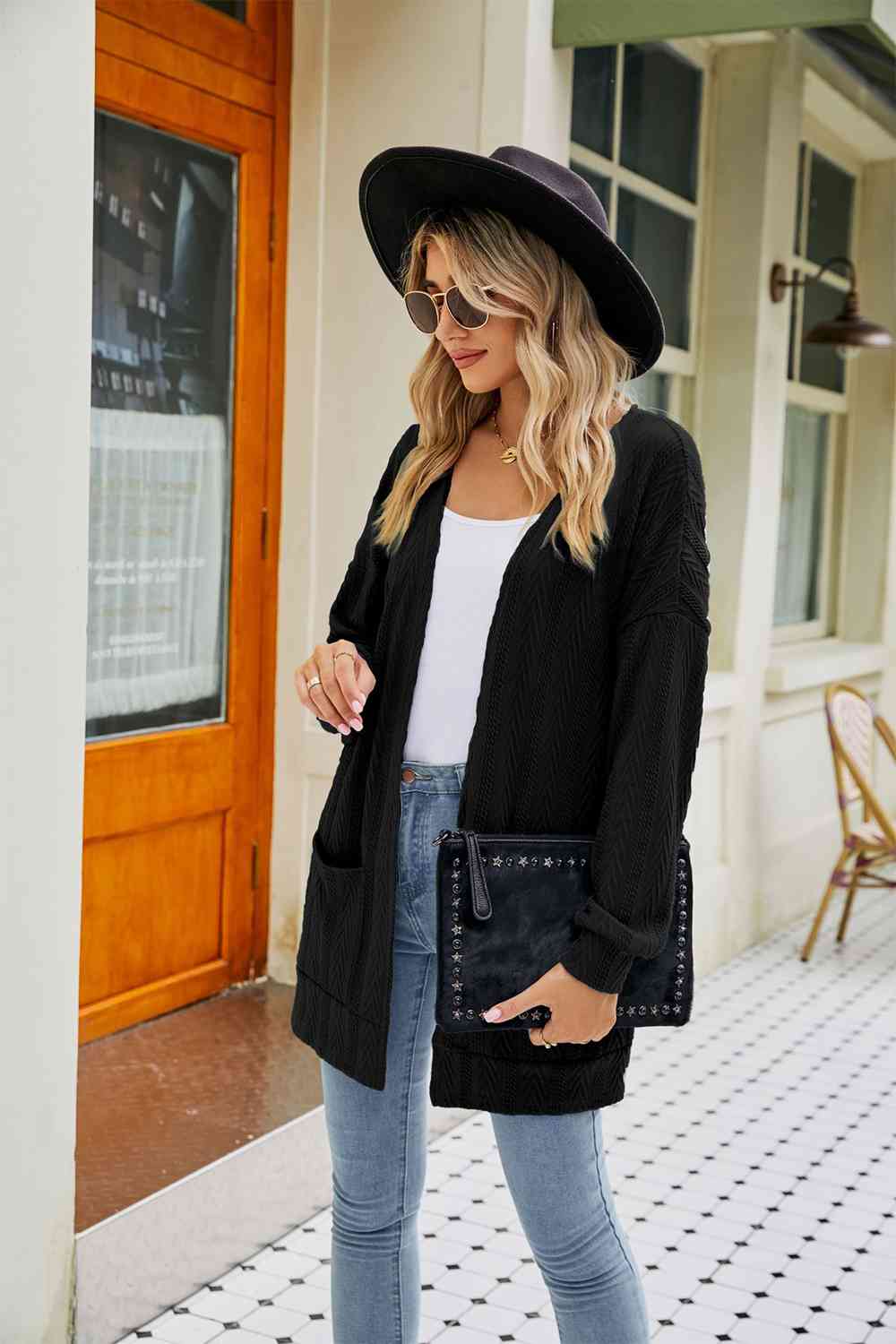 Long Sleeve Pocketed Cardigan - Deals DejaVu