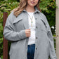 Plus Size Collared Neck Button Up Pocketed Jacket