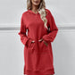 Slit Long Sleeve Hooded Dress with Pocket (MWBT) T - Deals DejaVu