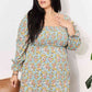 Double Take Floral Smocked Flounce Sleeve Square Neck Dress