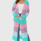 Color Block Long Sleeve Pocketed Cardigan