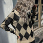 Argyle Eyelash Lace Trim Dropped Shoulder Sweater - Deals DejaVu