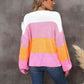 Color Block Round Neck Dropped Shoulder Sweater - Deals DejaVu