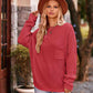 Waffle-Knit Long Sleeve Sweater
