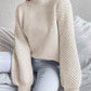 Openwork Mock Neck Long Sleeve Sweater - Deals DejaVu
