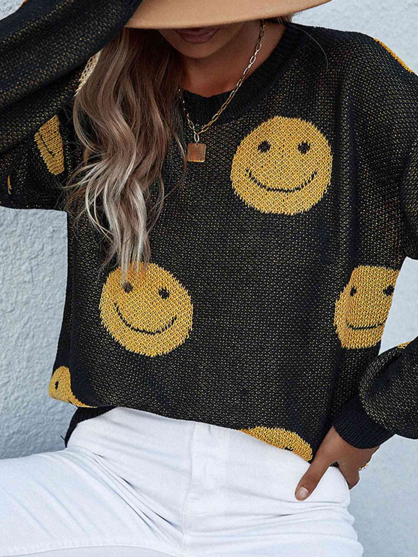 Smiley Face Sweater - Deals DejaVu