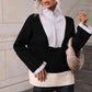 Double Take Color Block Half-Zip Dropped Shoulder Knit Pullover