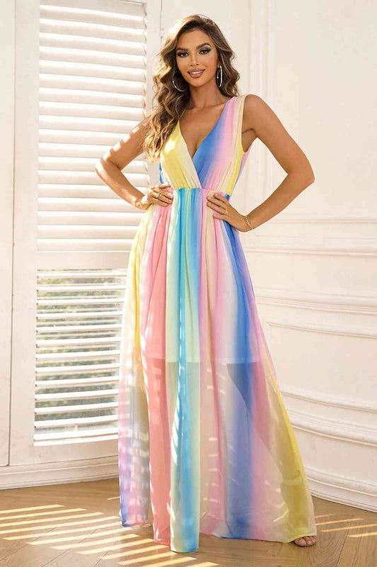 Surplice Neck Sleeveless Maxi Dress (BWM) T - Deals DejaVu