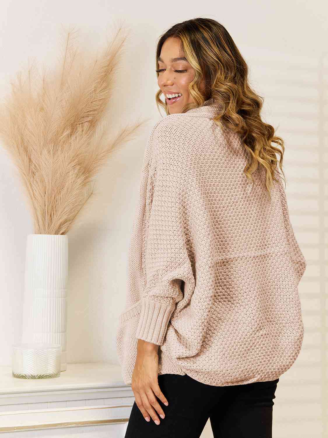 Open Front Cardigan with Pockets - Deals DejaVu