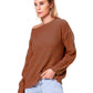 Boat Neck Drop Shoulder Long Sleeve Sweater