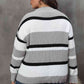 Plus Size Striped V-Neck Dropped Shoulder Sweater