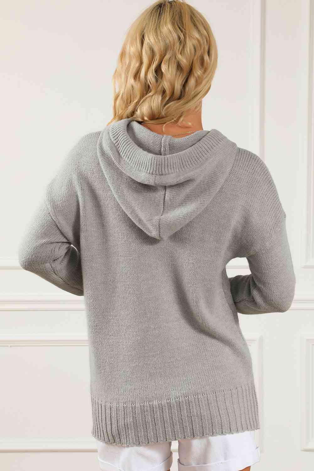 Drawstring Hooded Sweater with Pocket - Deals DejaVu