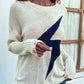Lightning Graphic Distressed Sweater