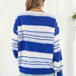 Striped V-Neck Dropped Shoulder Sweater